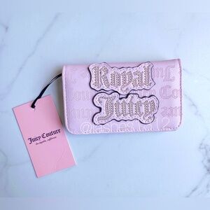 JUICY COUTURE Wallet Royal Juicy Bifold Card Case - Pink with Studs
